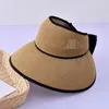 Wide Brim Hats 2022 Women Large Straw Hat With Bow Fashion Empty Top Floppy Sun Summer Foldable Beach UPF UV Cap Female Caps