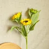 Fleurs décoratives 3 têtes tournesol plante artificielle maison bonsaï décor intérieur fausse branche pour jardin bureau Table à manger mariage