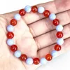 リンクブレスレットMG1719高品質レディースAquarius Zodiac Bracelet 8 mm Blue Lace Agate Carnelian Chakra Wrist Mala Natural Gemstone Jewelry