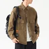 Camisas casuais masculinas algodão para homens Vintage Khaki American Styles Harajuku mass de manga comprida Tops Button Up Shirt