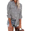 Women's Blouses Cotton Washed Single Breasted Striped Shirt Tops For Women Long Sleeve Woman Top Casual Blouse 2022 Spring Summer