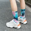 Chaussettes pour hommes femmes unisexe nouveauté coloré tie-dye haute qualité coton Skate Harajuku Hip Hop équipage bas dégradé Couple Long