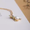 Łańcuchy słodkowodne Pearl Snail Naszyjnik Prawdziwy 925 Srebrny biżuteria dla kobiet 18K Gold Creativity Fine Gifts