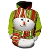 남성용 후드 크리스마스 눈사람 남성용 까마귀 3d 프린트 연도 스웨트 셔츠 남자/여자 대형 캐주얼 재킷 가을/겨울 하라주쿠