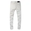 Street White Denim Jeans Hombre desgastado Slim Fit Bleach Fading Pantalones de mezclilla de buena calidad Hombre