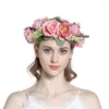 Headpieces Handmade Faux Fabric Flower Headband Adjustable Garland Hair Band Baby Girls' Accessories Styling