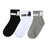 Socks Hosiery Black and White Pure Color Tube Female Pin Bear Lovely Personality Tide INS Korean dents Long Cotton T221102