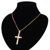 Anhänger Halsketten Kpop Schwarz/Gold Farbe Einfache Bibel Kreuz Für Männer/Frauen Edelstahl Kruzifix Halskette Religion Schmuck Christian geschenk