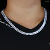Choker Iced Out Bling Zircon 1 Row Tennis Chain Necklace 4 8mm Baguette Cubic Zirconia Women Men Hip Hop Jewelry