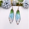 Boucles d'oreilles pendantes Minar fée résine claire papillon goutte pour les femmes romantique feuille scintillante strass Simulation aile boucle d'oreille cadeau