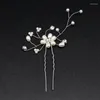 Headpieces Silver Wedding Hoofdtooi Pearl Rhinestone Hair Pins Women Ornamenten Handgemaakte sieraden Set Bridal Accessoires Gift