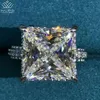 Кольцо с пасьянсом WUIHA Стерлингового Серебра 925 пробы 3EX Princess Cut 6 CT VVS D Цвет Создан Свадьба Помолвка Индивидуальные Ювелирные Изделия 221107