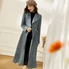 Dames Trench Coats Winter Plaid Coat Office Lady Oxford Double Breasted Long Sleeve Wind Breakher Jackets Koreaanse zakken