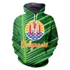 Herrtröjor mode Autumn Winter Polynesia Tahiti Country Art Flag Men#39; s 3D Printed Leaf Leaves Sports Hoodie Casual Street