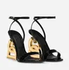 Premium sandalen Elegant Design Patent Leather Keira Sandalen Dames Vergulde koolstofvezel Zomer Populaire hoge hakken