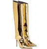 Kobiety buty nowy styl Katwalk Autumn Winter High Obcing Wint End Magic Color Patent Skórzany kolano Duża rozmiar but 07091011