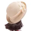 Breda randen hattar uppvänd kvinnor blommor halm bröllop brud hatt t424