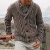 Herentruien Winter herfst Men Solid kleur gebreide trui knopen Jumper jas dikke kraag vest warme jasjes tops