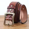 Belts Genuine Premium Real Full Grain Leather Belt Mens Heavy Duty Work High Hardness Buckle Fashion Jeans Casual 3.8cm