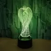 Nachtlichten Angel 3D Licht kleurrijke LED Creative USB Acryl Tafellamp Desklampen Slaapkamer Huisdecoratie Kindercadeaus