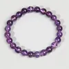 Bracelets porte-bonheur femme améthyste naturelle perles de pierre Bracelet pour femmes hommes Simple violet Quartz cristal bijoux dames en gros