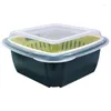 Lagringsflaskor 3 i 1 dubbellager Drain Basket Box med locket Multifunktion Kylskåp Crisper Container Vegetabilisk arrangör