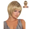 Hair Lace Wigs Fashion Female Light Gold Side Split Short Straight Hair Chemical Fiber Wig Head Cover