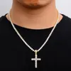 Pendentif Colliers Hip Hop Micro Pave Zircon Croix Cristal Taille Personnalisée Tennis Chaîne Collier Out Hommes Bijoux