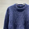 Designer Sweater Man for Woman Knit Crow Neck Womens Fashion Letter Black Long Sleeve Clothes Pullover Oversized Blue Top A14