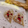 Boucles d'oreilles rétro Court Vintage amour moyen antique Flash diamant perle goutte d'eau pour femmes magnifique boucle d'oreille coeur