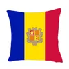 Andorra Flag Throwpillow Cover 40x40cm 폴리 에스테르 개인화 된 사각형 새틴 쿠션 베개 소파 장식을위한 보이지 않는 지퍼가 있습니다.