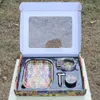 Smoking Tobacco Kit set Metal 50mm Grinder Tin Rolling Tray Glass Ashtary Smoke Pipes Accessories Wholesale