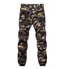 Herrenhose Männer Cargohose Camouflage Multi-Pocket Knöchelband Jogger Mittlere Taille Lässige Sport Streetwear für Herbst