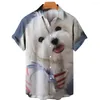 Men's Casual Shirts Women's Hawaiian 3D Cute Dog Print Puppy Pattern Men Girls And Male Short Sleeves Loose Tops 5XL