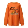 Women's Hoodies Quarter Zip Shirt Womens Thanksgiving S￶t tryck Topp L￶s rund hals l￥nga kolla tr￶jor f￶r kvinnor hoodie ￶ppen front