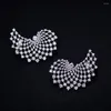 Studörhängen Godki Luxury Design Marvelous Cubic Zircon Flower Ear Bone Cuff Earring 3cm 4cm