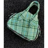 Plush plaid Tweed bowling bags small size green Harris woolen tote Bowler chain handbag shoulder strap Dumpling hobos bag