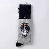 designer sock Men's Socks autumn and winter bear printing vintage style denim sports stockings