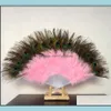 Party Favor Peacock Feather Hand Fan Dancing Bridal Party Supply Decor Chinese Style Klassiska fans gynnar P1013 Drop Delivery Home G DHSTR