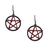 Kolczyki Dangle Black Red Pentagram for Women Retro Gothic Style Hook Hook Akcesoria gotyckie Przedmioty biżuterii VGE198