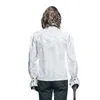 Casual shirts voor heren Steampunk Winter Patroon Men Shirt Zwart Witte blouse Gothic Shining Heren Tie Brand Kleding