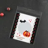 Emballage cadeau 100pcs / Set Halloween Cellophane Sacs transparents Citrouille Ghost Auto-adhésif Candy Cookie Clear Treat