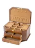 Förvaringslådor Hexagonal Solid Wood Jewelry Box med låsögonörhängen halsband stor kapacitet enkel retro födelsedagspresent