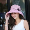 Wide Brim Hats 2022 Foldable Butterfly Knot Floppy Summer Women Outdoor UV Protection Beach Caps