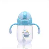 머그 즈 아이 컵 만화 아기 아기 식수 누출 및 방출 유아 머그잔 핸들 240ml 드롭 배달 홈 G DHW37