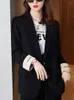 Damespakken Hoogwaardige elegante roze roze blazer Casual losse jas Office Lady Style Coat Fashion Business Formal Wear Tops