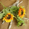 Fleurs décoratives 3 têtes tournesol plante artificielle maison bonsaï décor intérieur fausse branche pour jardin bureau Table à manger mariage