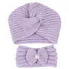 Ball Caps Mother Hat Baby Girls Headband Soft Warm Winter Set