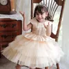 Girl Dresses Champagne Formal Bridesmaids Sequins For Birthday Dress Elegant Party Wedding Princess Baptism Costume