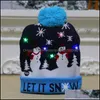 Feestmutsen led licht gebreide beanies sneeuwpop Santa unisex ADT's kinderen nieuwjaar Xmas Lumineuze hoed vrolijk kerstfeest warme druppel deliv dhm57